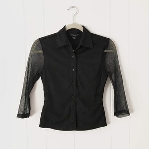 Black sheer sleeves guess blouse